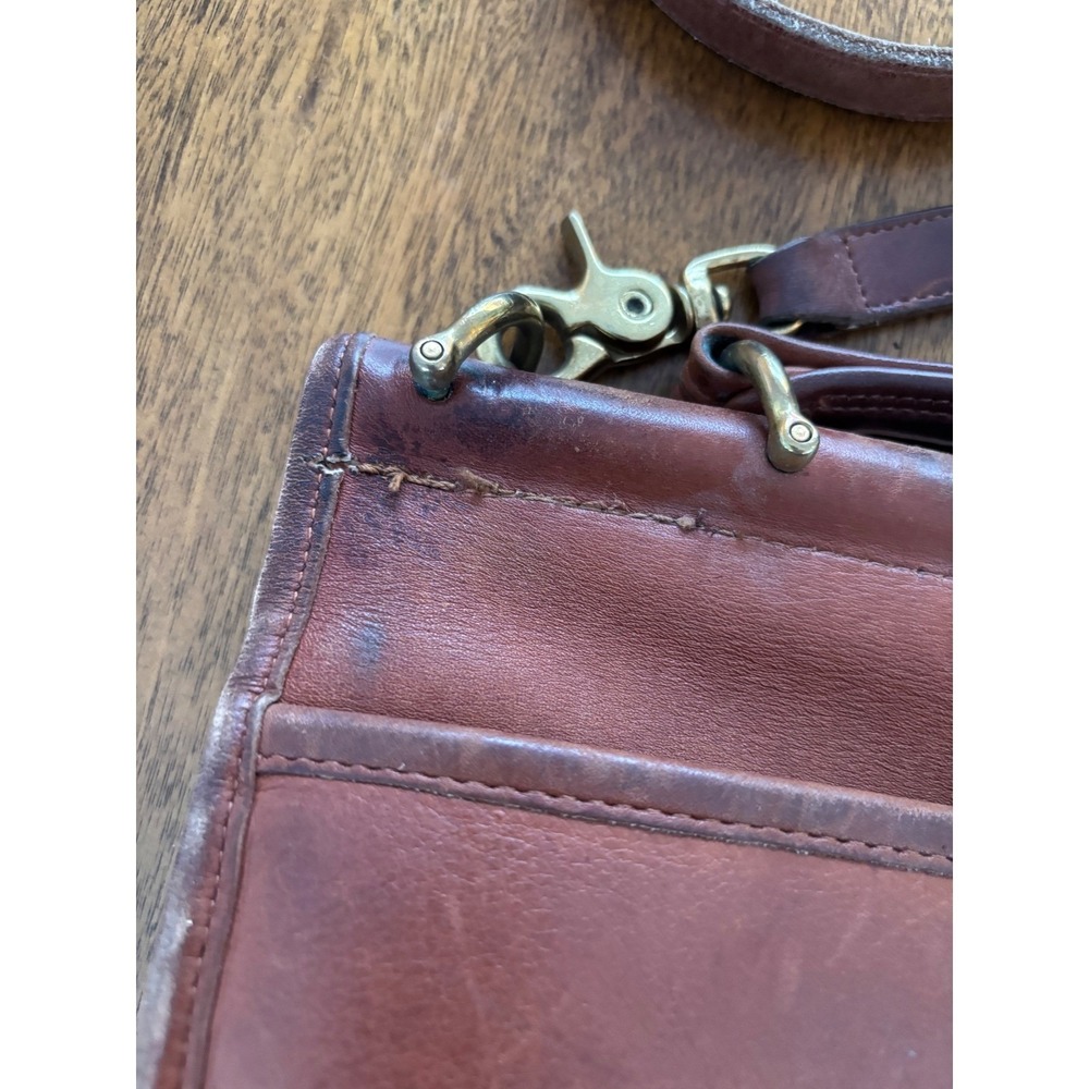 Vintage Coach Leather Turnlock Crossbody Bag Brown Saddle Flap - Picture 7 of 9
